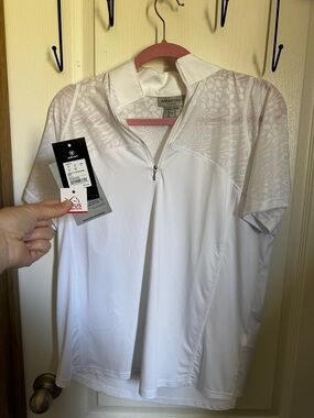Ariat White Short-Sleeve Zip Polo Top